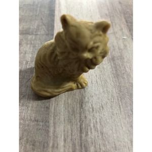 Vtg Stone Cat Detailed Hair Line Sitting Posing Made in Mexico Figurine (4b)